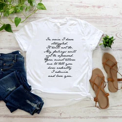 Mr. Darcy Proposal Quote T-Shirt Pride and Prejudice Tee Jane Austen Shirt Bookish Gifts Women Graphic T Shirts Short Sleeve Top