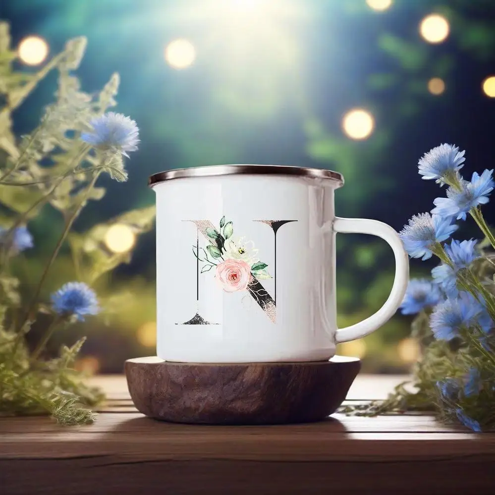 

Initials Alphabet LOVE Enamel Mugs Home Party Wine Beer Drink Juice Coffee Cups Outdoor Travel Camping Water Mug Hiking Gifts