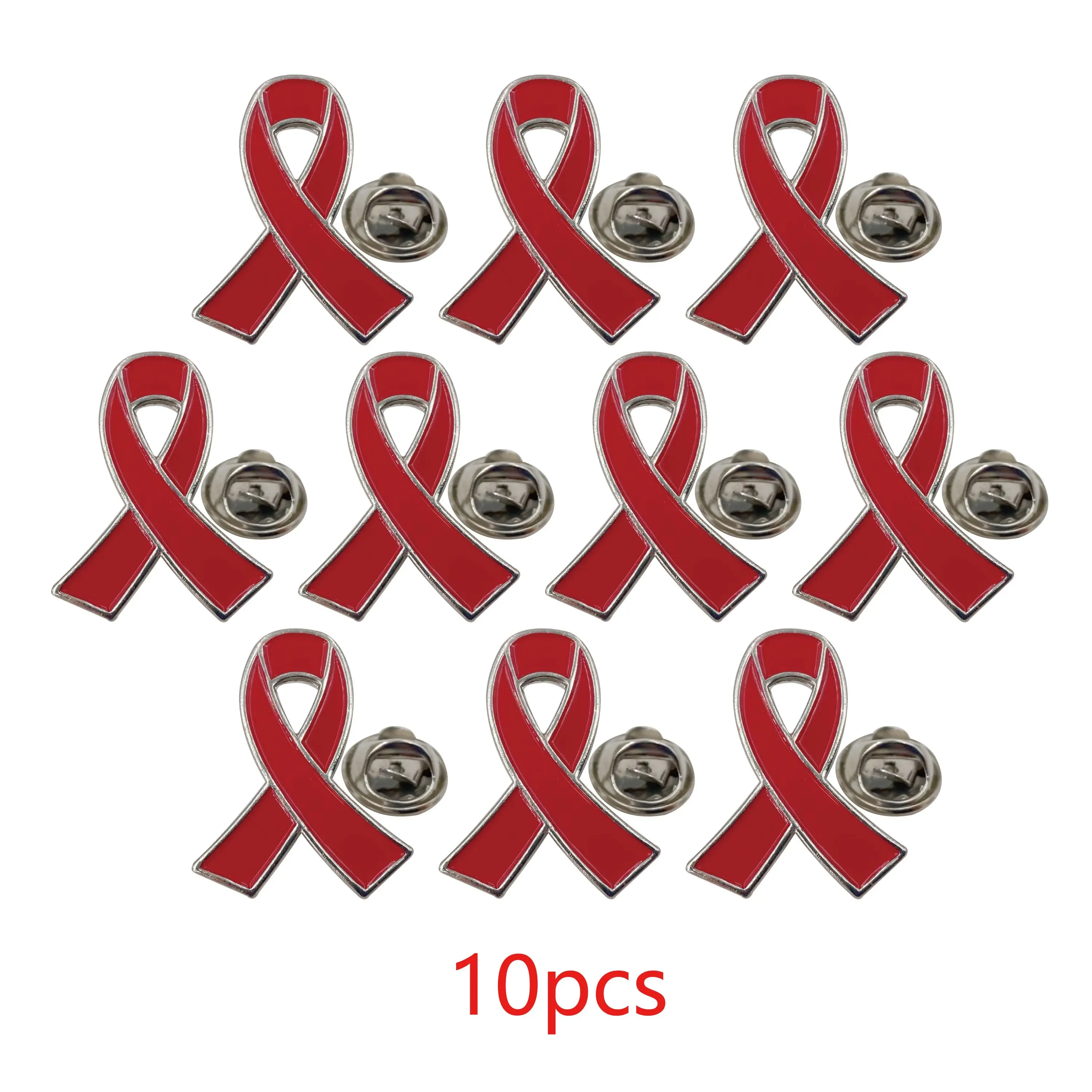 Red Ribbon Pin Lapel Pins HIV/AIDS Awareness Drug Prevention Heart Disease Red Ribbon Brooches Pins Enamel Badges
