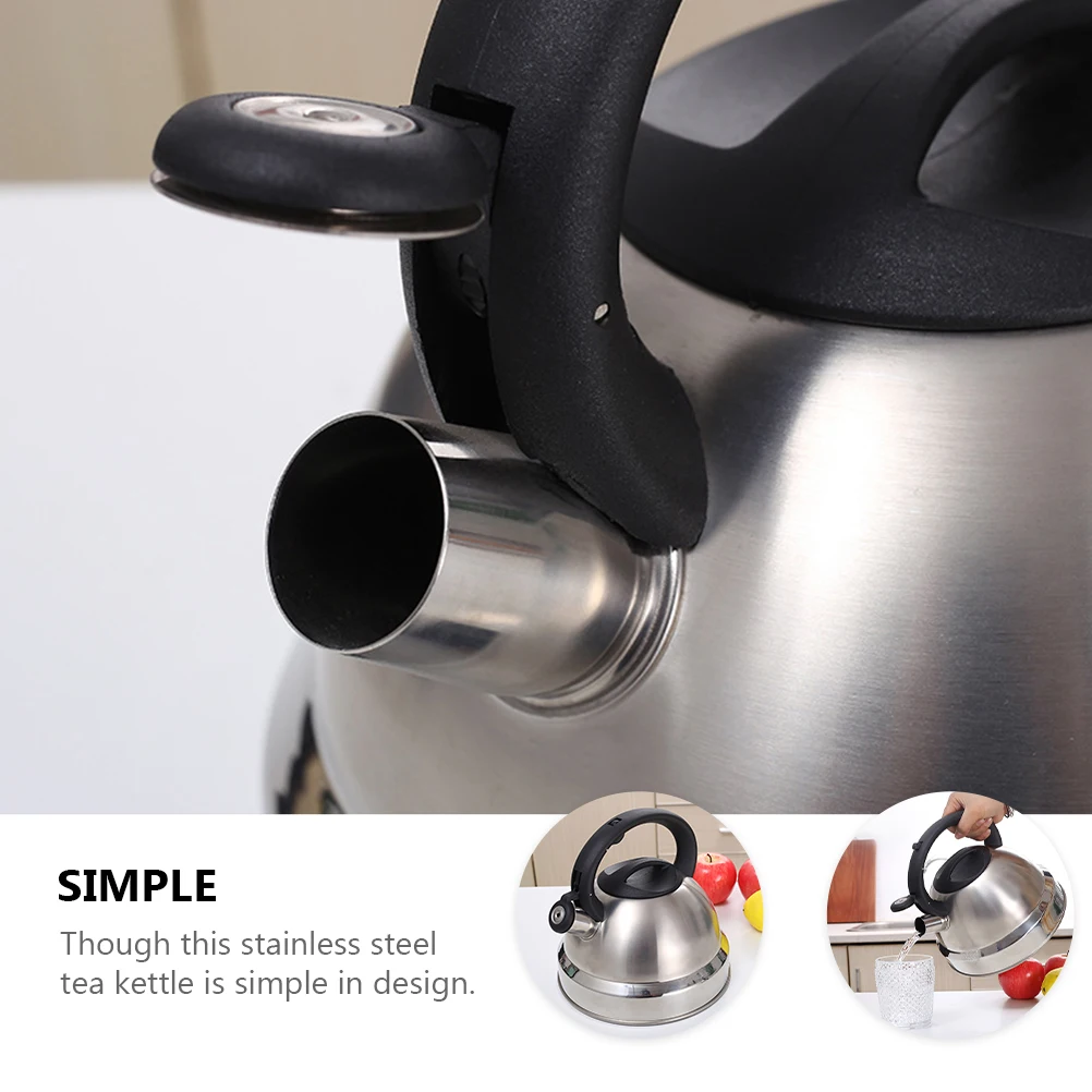 

Stainless Steel Tea Whistling Water Kettle Flat Bottom Boiling Teapot For Induction Cooker Thickened Boil Water Kettle With