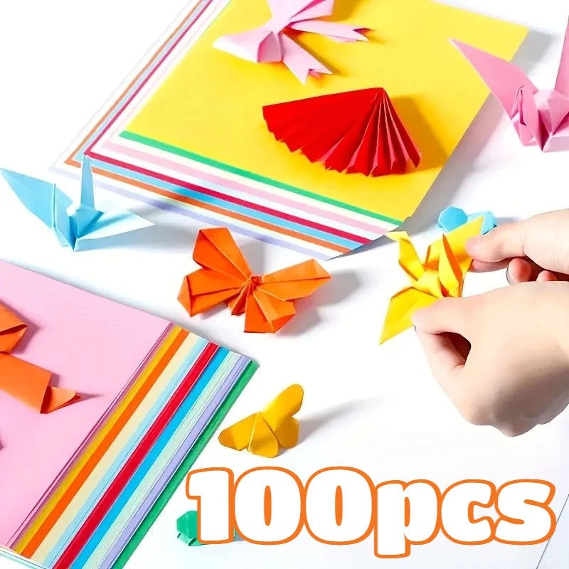 100 Pcs Origami Paper Mixed Set Colorful Handmade DIY Supplies for Children Creative Paper Cutting Material for Handmade Crafts
