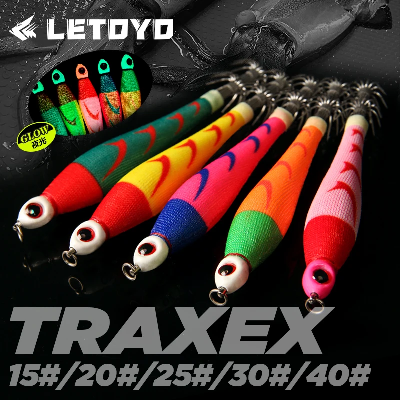 LETOYO 150-56g lead sutte TRAXEX Luminous squid jig Artificial bait For Webfoot Octopus Cuttlefish sea fishing lures squid lure