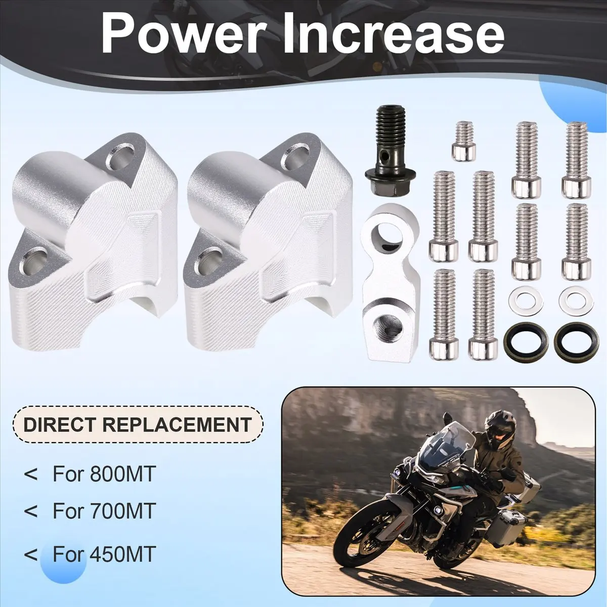Super Sale Motorcycle Accessories Handlebar Riser Drag Handle Bar Clamp Extend Adapter for CFMOTO 800MT 700MT 450MT Silver