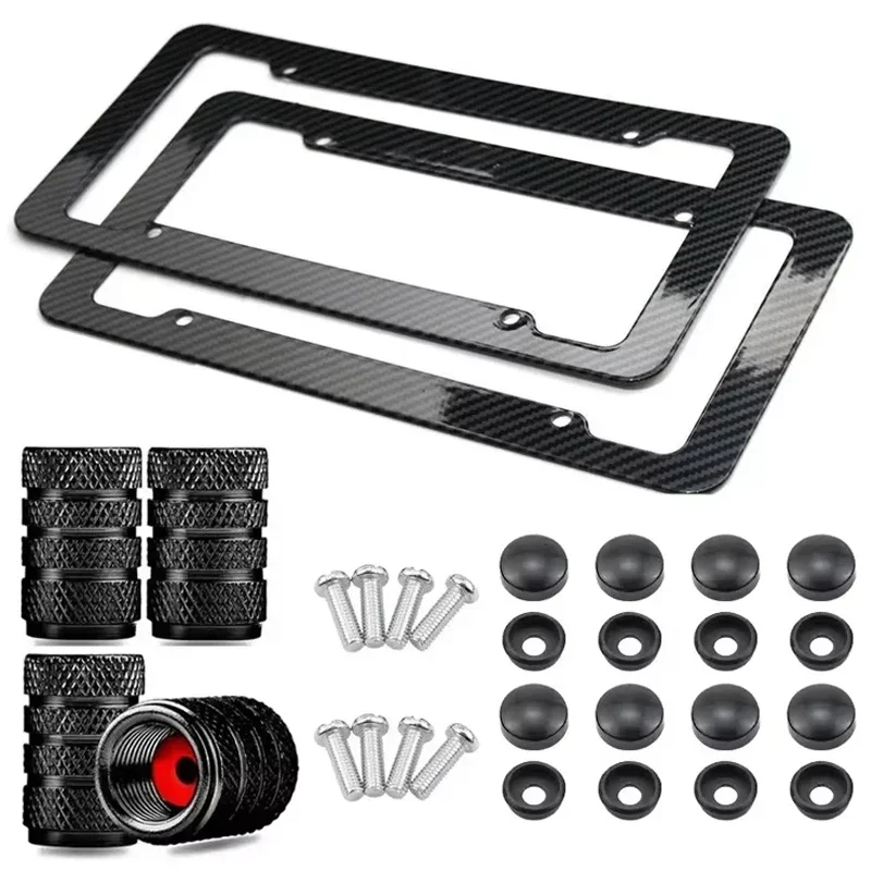 License Plate Stainless Steel Carbon Fiber License Plate Frame License Plate Frame Regulation Frame Refit Automobile Exterior