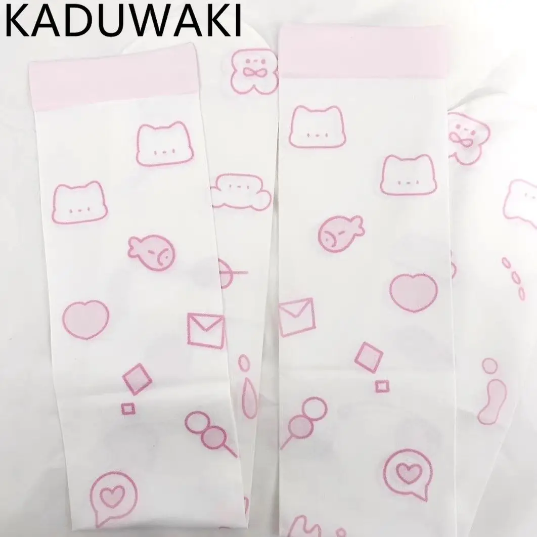 

Носки до бедра в японском стиле Kawaii, носки выше колена с мультяшным принтом, весна-лето, сексуальные милые носки для косплея Y2K, Kawaii