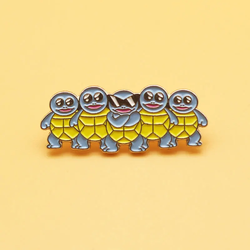 Anime Pokemon Squirtle Enamel Pins Collect Kawaii Five Turtles Metal Cartoon Brooch Backpack Hat Bag Collar Lapel Badges