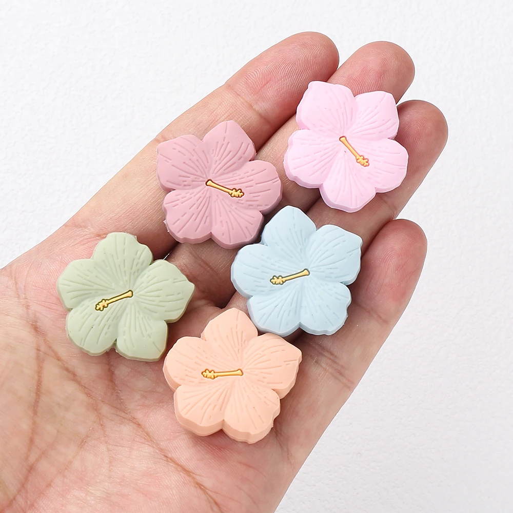 10Pcs New Silicone Beads Multicolor Sakura Shape Loose Beads Baby Nursing Chewable Teething DIY Handmade Bracelet Accessories