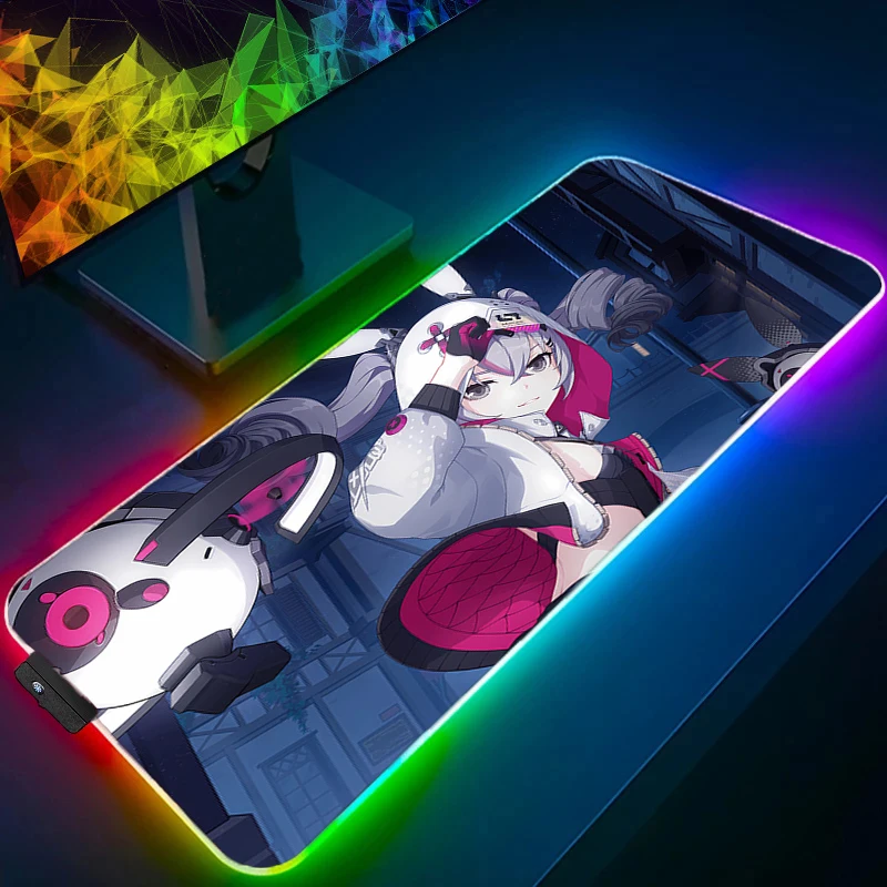 

Mouse Pad Anime Gaming Accessories Mousepad Gamer LED PC Completo Computer Honkai Impact 3 Keyboard Pad RGB HD Desk Mat Varmilo