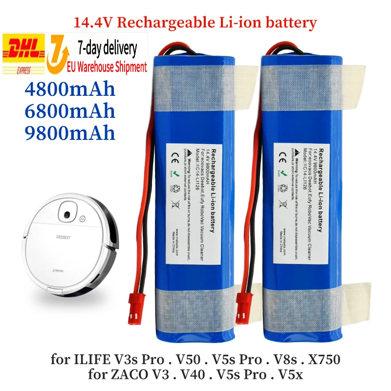 

100% original 14.4 V 6800mAh 18650 für iLife v3s pro V50 v5s pro V8s x750 roboter staubsauger