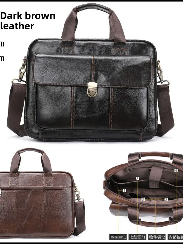 

Genuine Top Layer Cowhide Men's Busin Handbag Cuter Bag Tailored Goods Procing Soft Leather Briease oulder Bag
