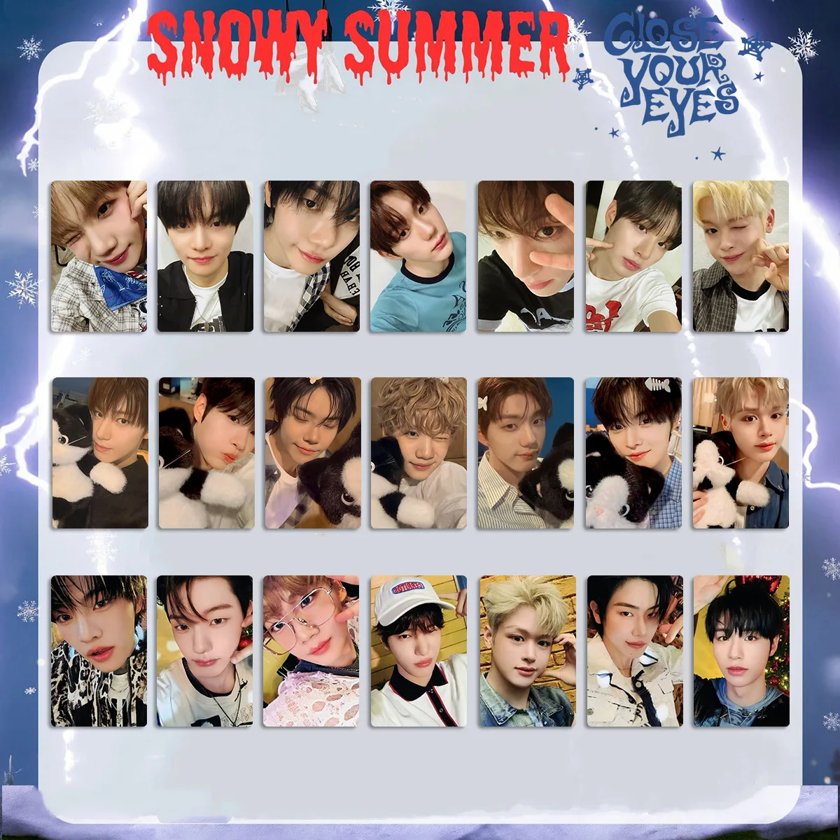 7Pcs/Set Idol CLOSE YOUR EYES New Album Snowy Summer Lomo Cards Special Bonus Cards KENSHIN KYOUNGBAE JMIN SEUNGHO Fans Gifts