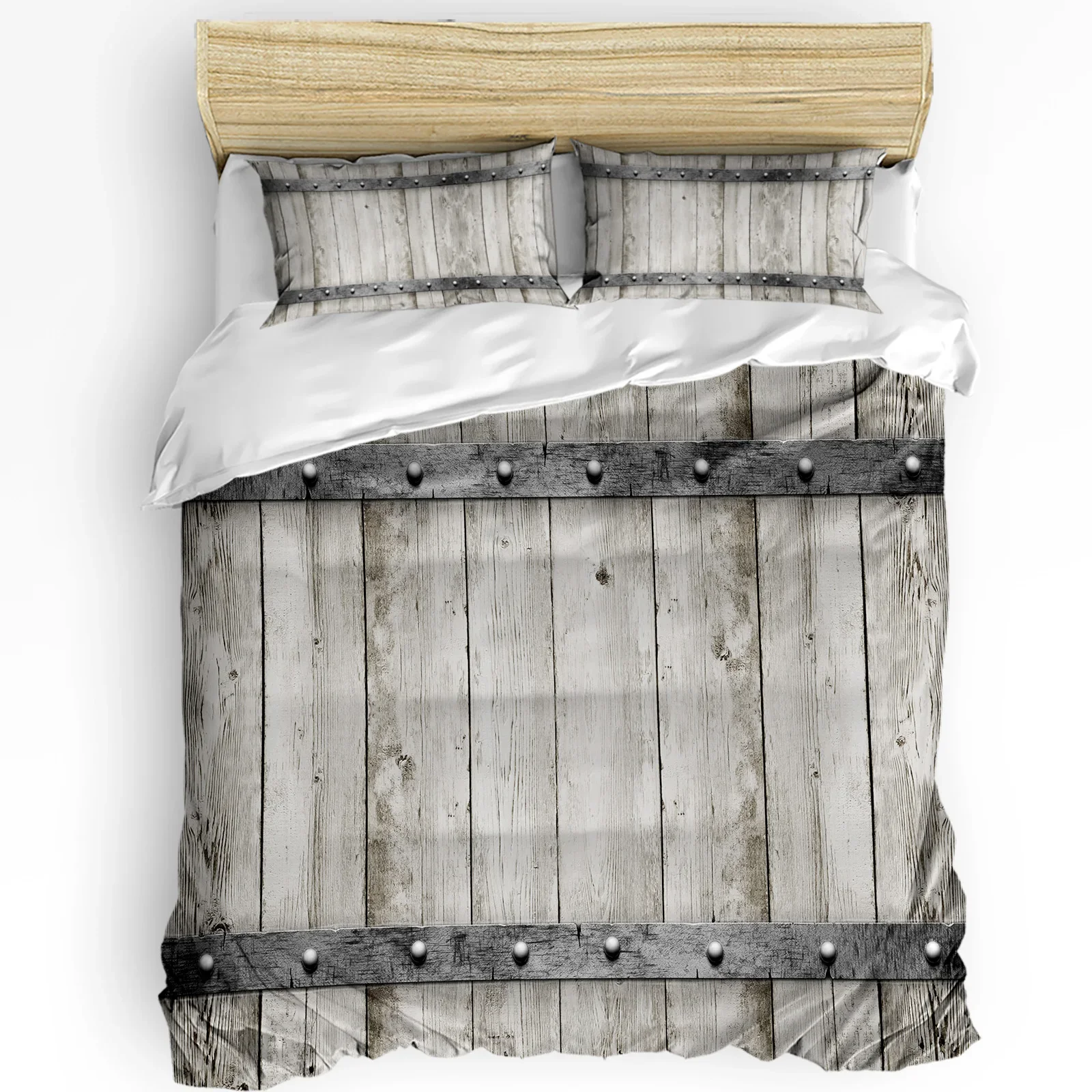

3pcs Bedding Set Wood Door Metal Home Textile Duvet Cover Pillow Case Boy Kid Teen Girl Bedding Covers Set