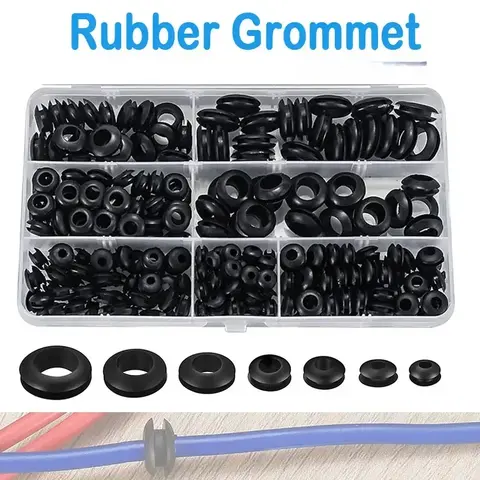 고무 구멍 키트 7 가지 크기 (8mm 9mm 10mm 11mm 14mm 15mm 17mm) 와이어 구멍 와셔 배선 코일 방화벽 자동차 O-링