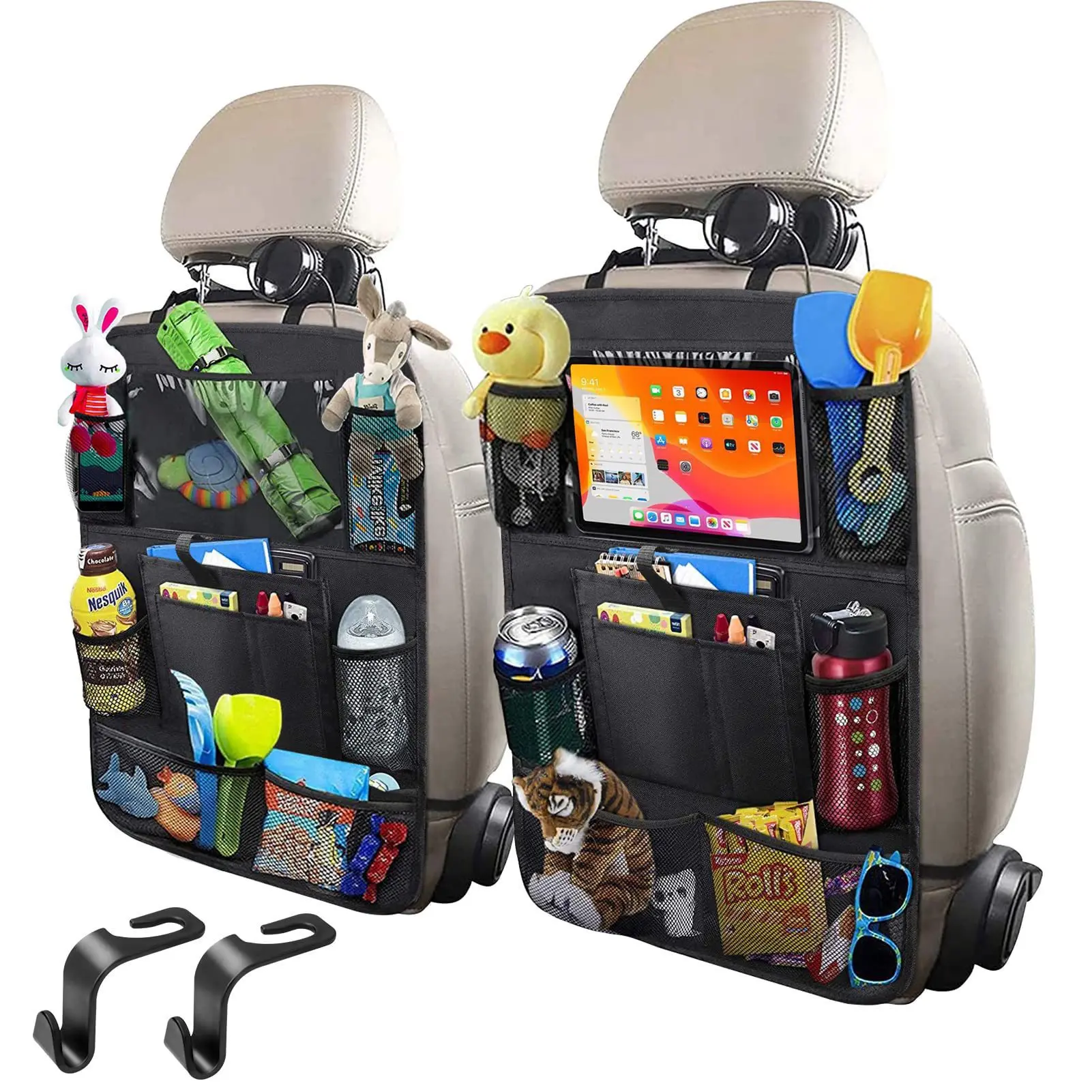 New Universal Car Seat Back Organizer With Touch Screen Tablet Holder Car Backseat Storage Bag Multi-Pocket Car Seat Organizer