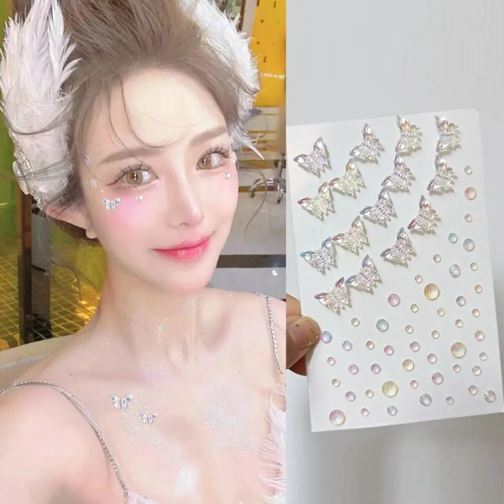 

Fashion 3D Face Jewelry Stickers Colorful Glitter Sequins Rhinestone Stickers DIY Eyes Shadow Crystal Disposable Tattoo Stickers