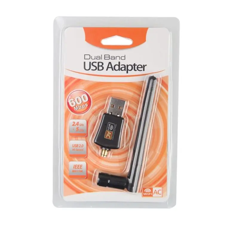 Adaptateur WiFi USB sans fil pour PC, carte réseau, récepteur WiFi, 600G, 5G, bande de touristes, divulguer, ordinateur, carte réseau LAN, 2.4 m