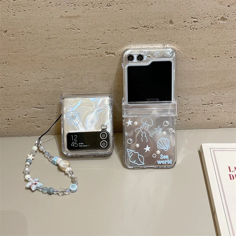 Ubur-ubur Grafiti Garis untuk Samsung Galaxy Z Flip 7 6 5 4 Penutup Belakang Pelindung untuk ZFlip5 ZFlip6 ZFlip7 Cangkang Casing