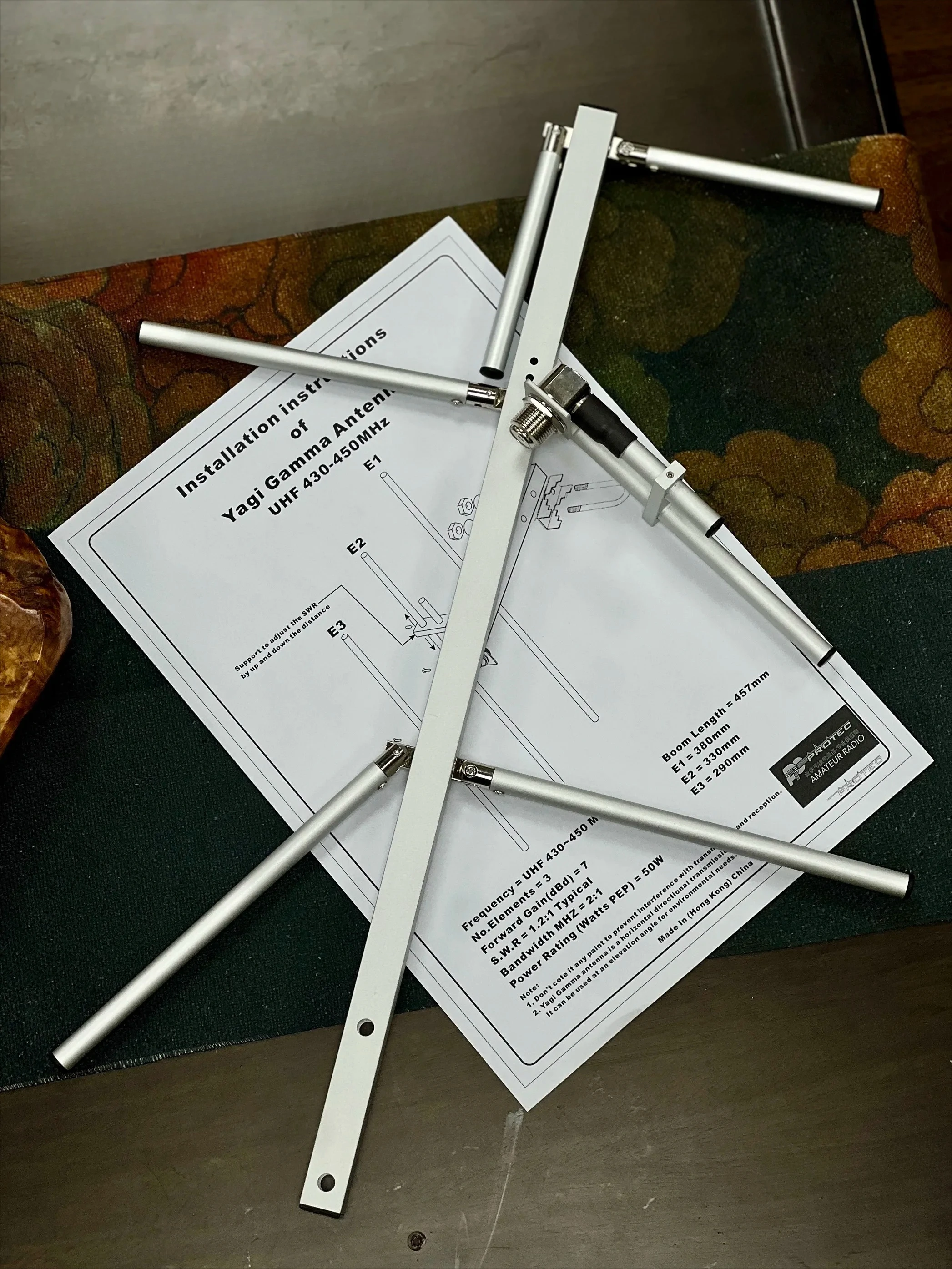 Collapsible YAGI Antenna Foldable 5 / 3 Elements UHF 430-450Mhz Gain SO239 Mobile Radio Base Station Signal Boost Aerials