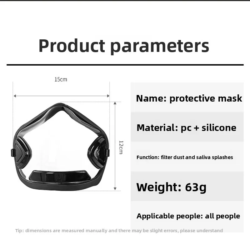 PC Mouth Cover Lip Reading Shield Anti Splash Isolation Face Cover Ultra Clear 3D Stereo Protective Mask Transparent Visible