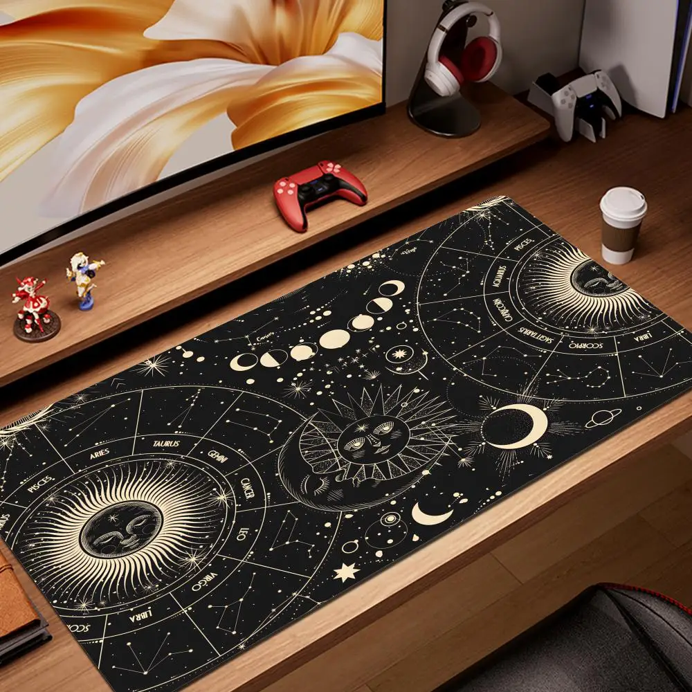 Black White Sun Moon Space Sky Mouse Pad Gaming XL Home Custom Large HYBXAXC XXL Desk Mats Office Carpet Anti Slip Table Mat