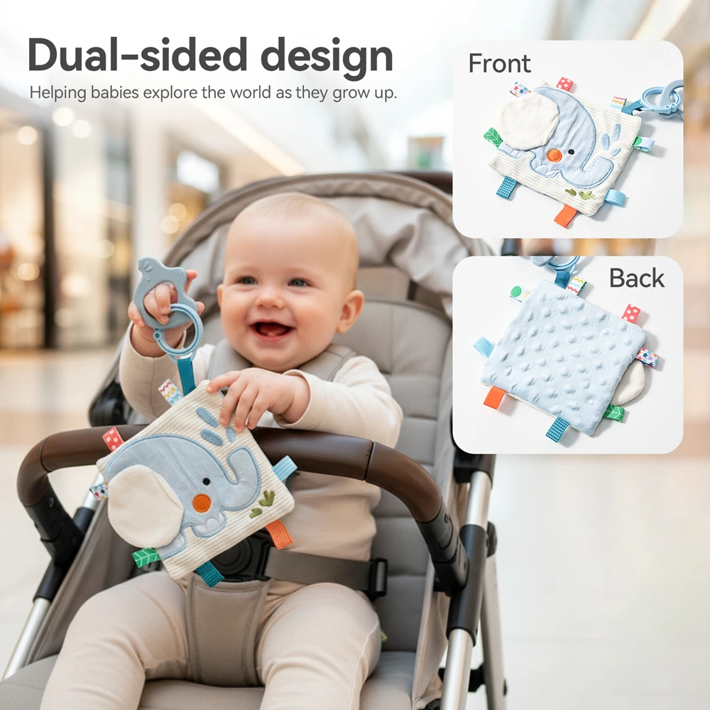 Weiches Baby-Sensorikspielzeug, Sicherheitsdecke, Stoffbuch, Baumwollbär-Rassel mit Knistergeräuschen, Spiegel-Beißring, Feinmotorik-Geschenk – Detail 18