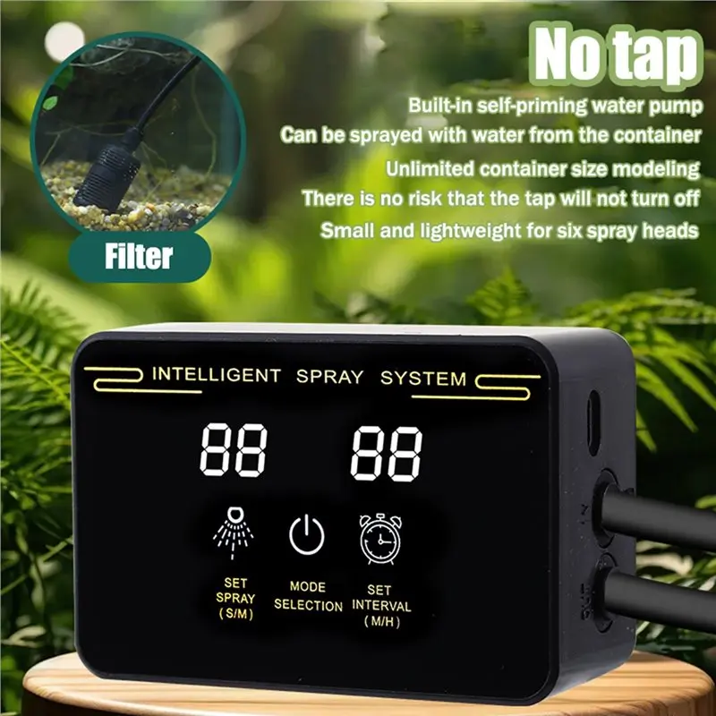 A68P-Rainforest Control Automatic Mist Timing System Kit Touch Screen Irrigation Timer Reptile Humidifier EU Plug