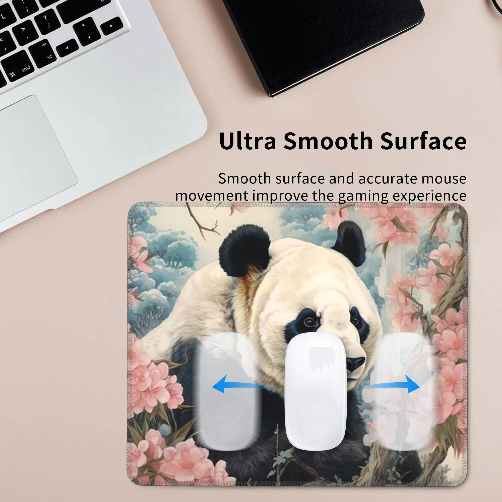 Panda In A Peach Blossom Branch Mouse Pad Computer Keyboard Mouse Mat Gaming PC Laptop Desk Mat Office Accessories Table Mats