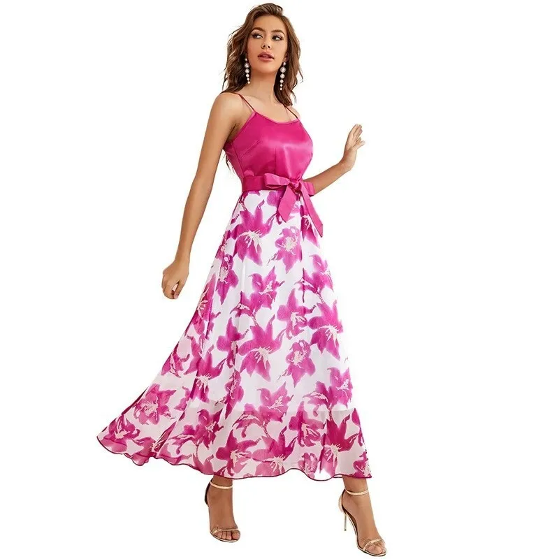 ZG-21775 women's dress 2023 summer party high waistband tie dress image 5