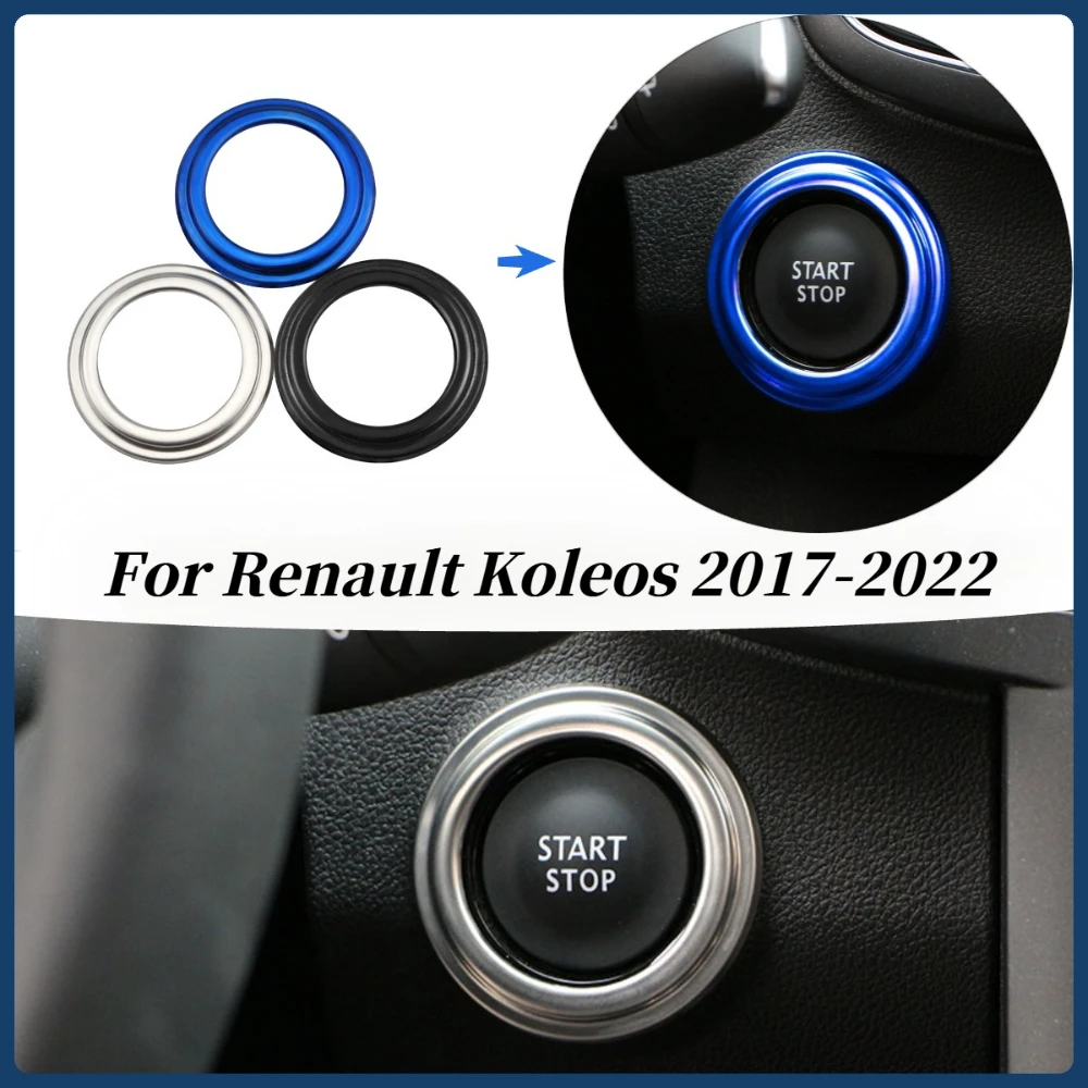 Car Ignition Key Ring Trim Engine Start Button Sticker Ring for Renault Koleos for Samsung QM6 2016-2022 Decoration Accessories