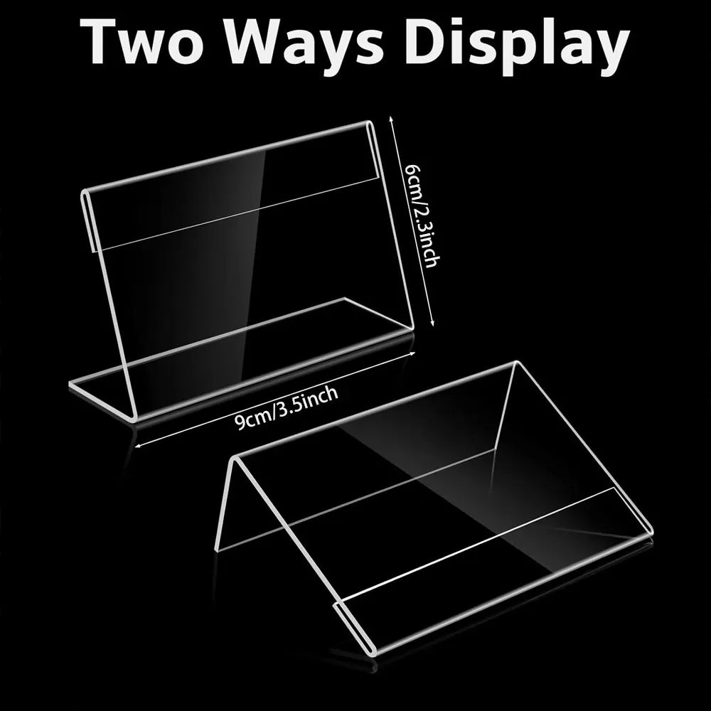 30 Small Acrylic Sign Holders, Measuring 2.3 x 3.5 Inches, Suitable for Offices, Shops, and Restaurants, Placed Horizontally