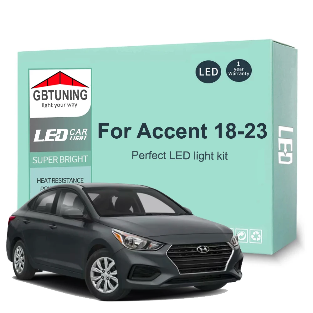 

10Pcs Canbus LED Interior Light Bulb Kit For Hyundai Accent HC 2018 2019 2020 2021 2022 2023 Car Indoor Reading Dome Trunk Lamp