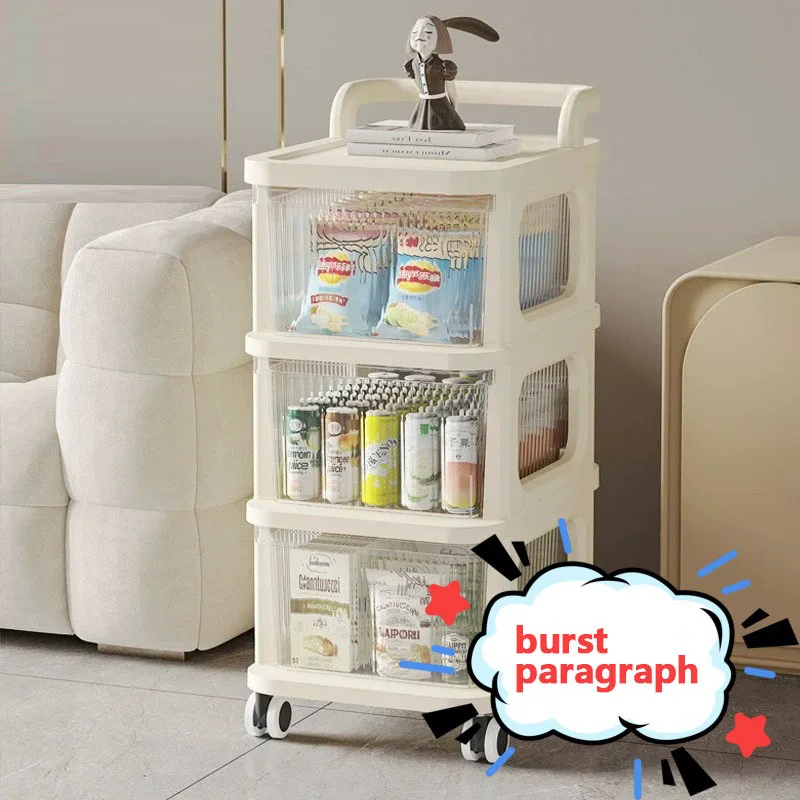 2024 5-layer Transparent Drawer Style Small Cart Storage Rack Snack Toy Baby Supplies Storage Cabinet With Wheel Storage Rack