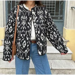 Women's Leopard Print Jacket Round Neck 2024 Autumn And Winter Jacket Retro Loose Fashion New Jacket Casual Short Coat