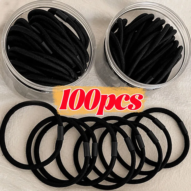 

20/100pcs High Elastic Hair Bands for Women Girls Black Hairband Rubber Ties Ponytail Holder Scrunchies Kids Hair Accessories