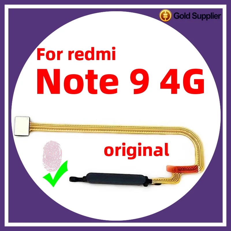 Original For Xiaomi redmi note 9 4G Fingerprint Sensor Home Return Key Menu Power Button Flex Ribbon Cable