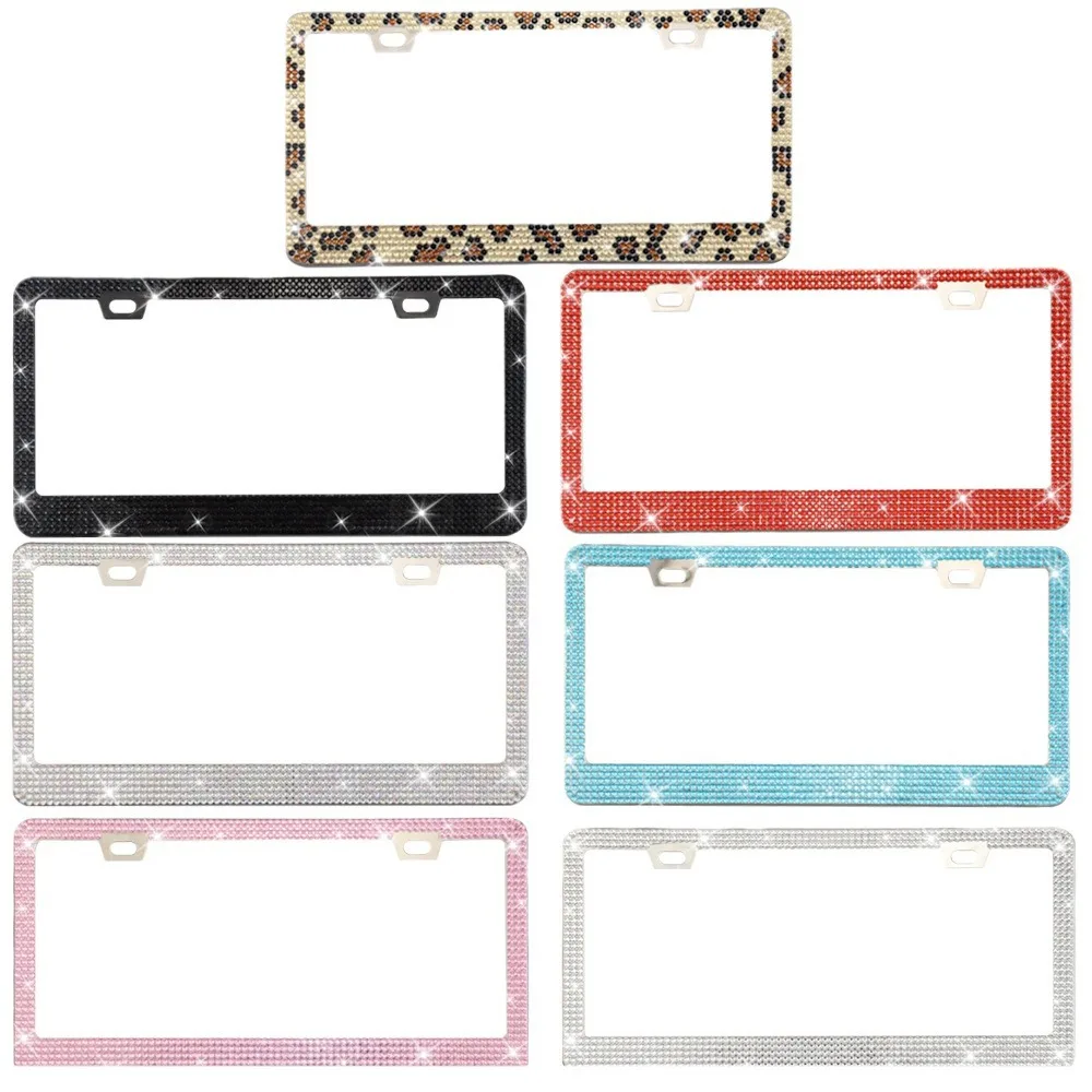 Motorcycl 31*16cm Bling Crystal License Plate Frame Women Rhinestone Motorcycl License Plate Frame Cover Holder