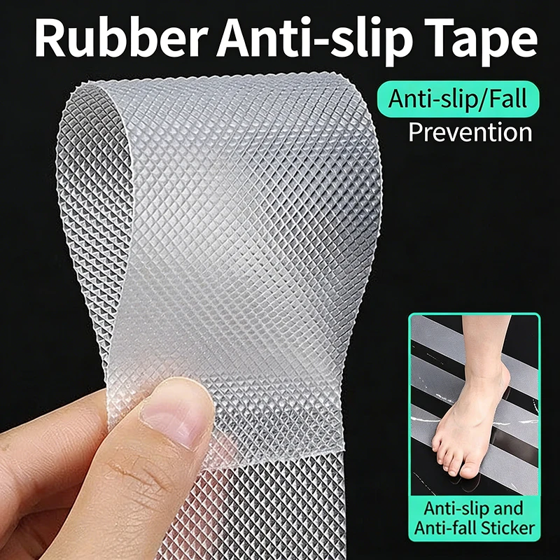 Fita Antiderrapante Transparente de Borracha Resistente ao Desgaste, Adesiva, Faixas de Aviso Antiderrapantes para Cozinha, Banheiro, Azulejos e Escadas