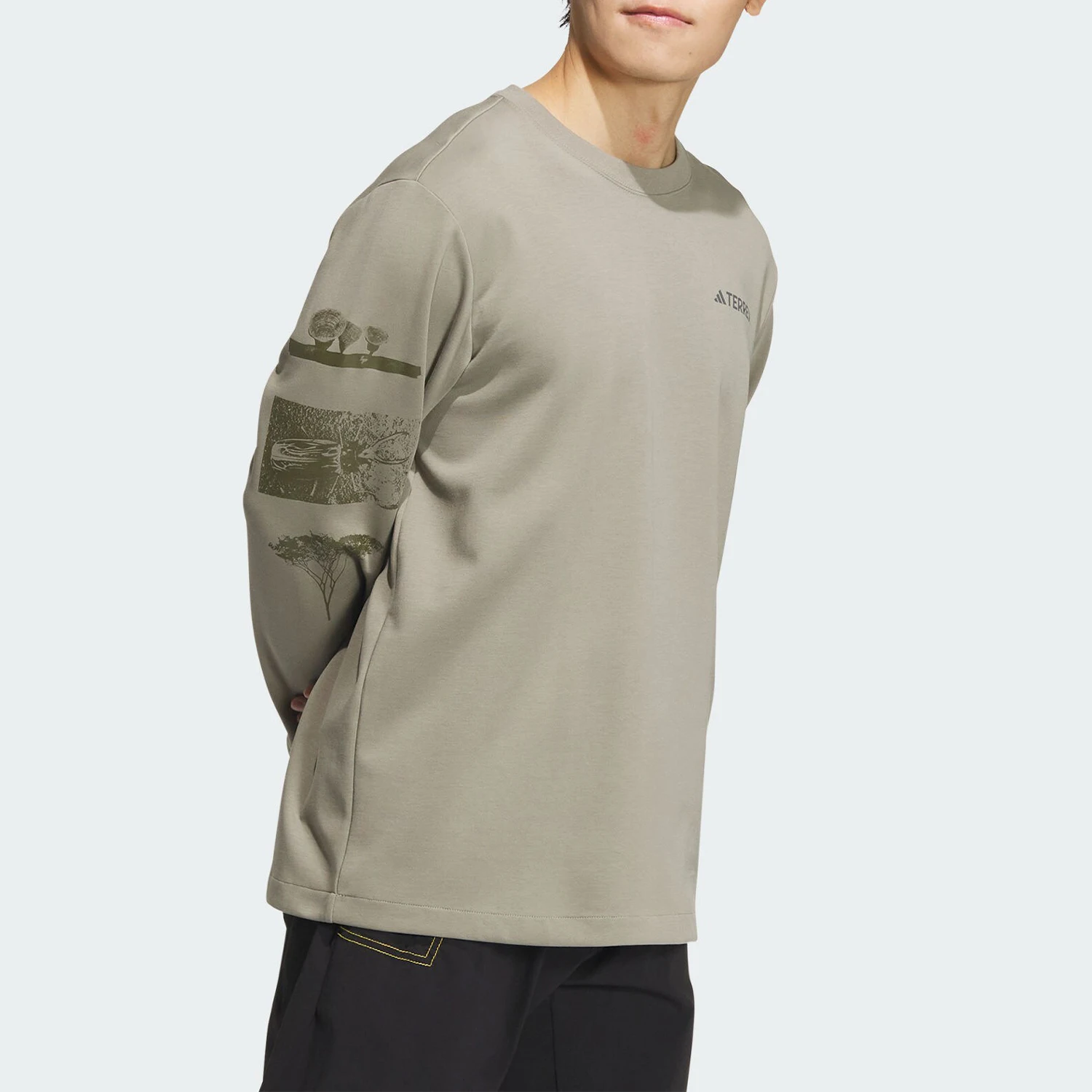 تي شيرت Adidas Official Authentic NATGEO LS TEE للرجال بأكمام طويلة للاستخدام الخارجي IS9509