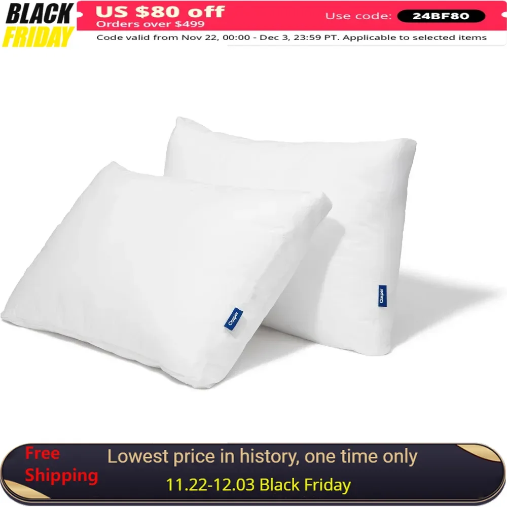 Original Pillow for Sleeping, King,White, Two Pack100% cotton cover features a breathable percale weave which increases airflow