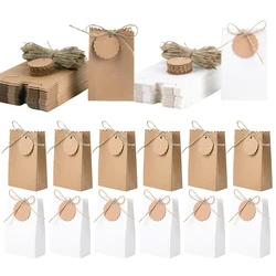 10/20pcs Kraft Paper Twine Gift Bag Cookie Candy Box Video Packaging Bag with Twine Birthday Party Decoration Wedding Gift Bag
