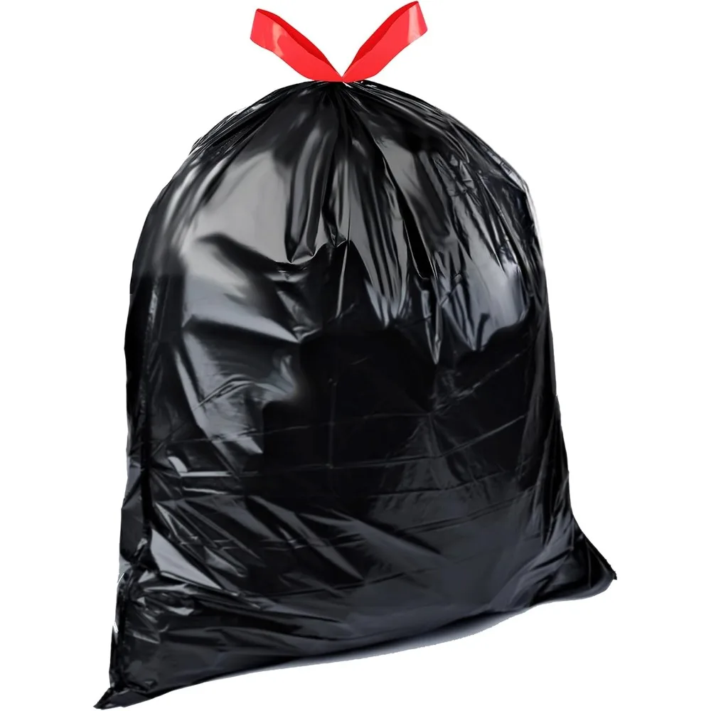 Heavy Duty 39 Gallon Lawn & Leaf Drawstring Trash Bags, 40 Count, Black, 20% Recycled
