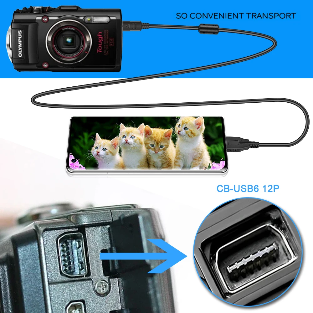 OTG Cable for Mobile phone Type-C to Olmypu Camera ;Mobile phone/camera transmission line,For Olympus Camera CB-USB6 12Pin Cable