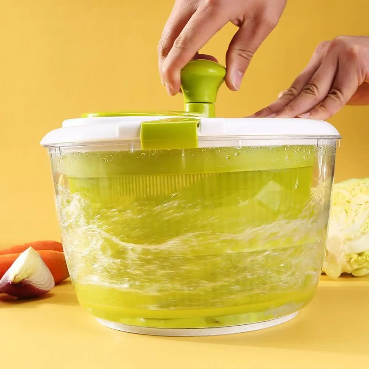 Large Salad Spinner - Wash,Rotate & Dry Salad Vegetables,Fruits&Vegetables, 5 Quarts,Salad Spinner