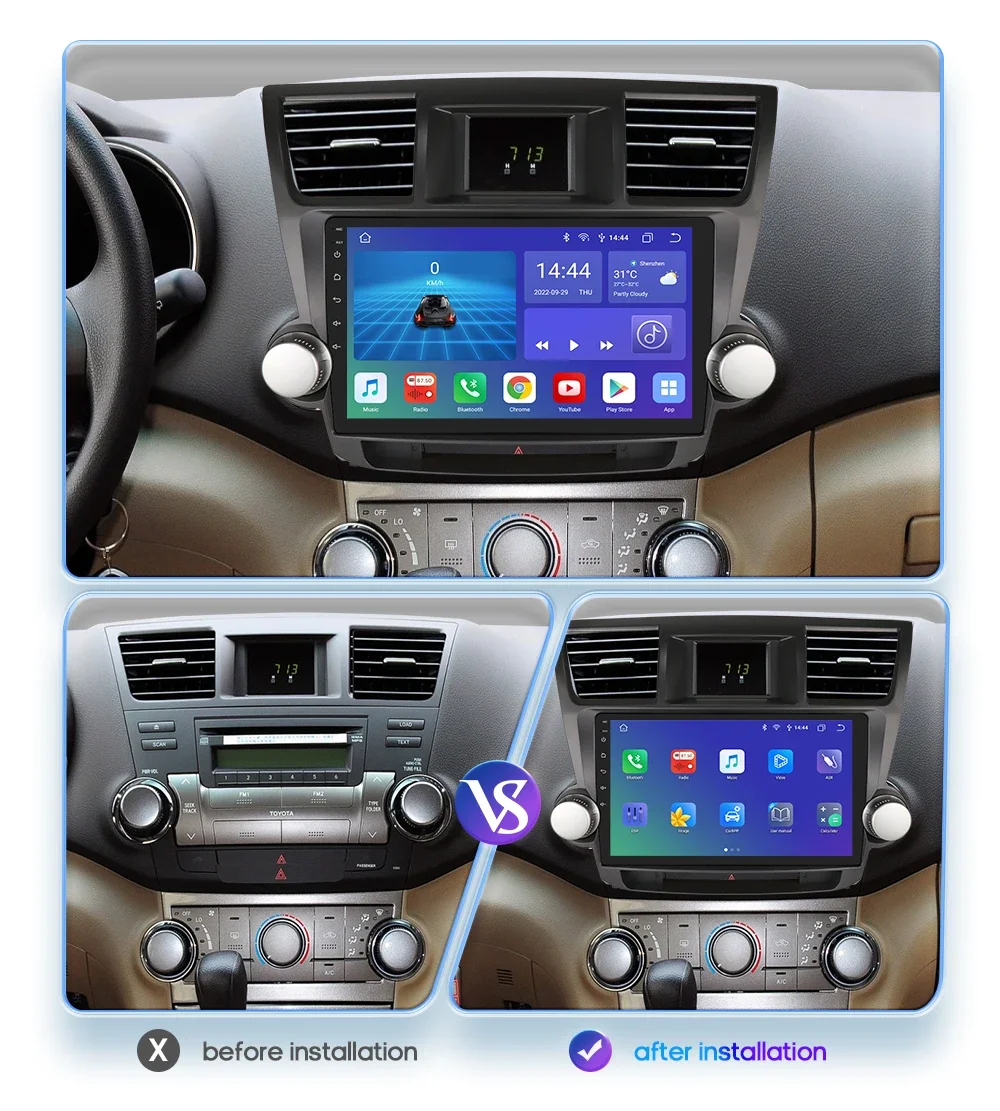 Android Car Multimedia Radio for Toyota Highlander XU40 2007-2013 Carplay Android Auto Stereo GPS 7862 Intelligent Screen Player