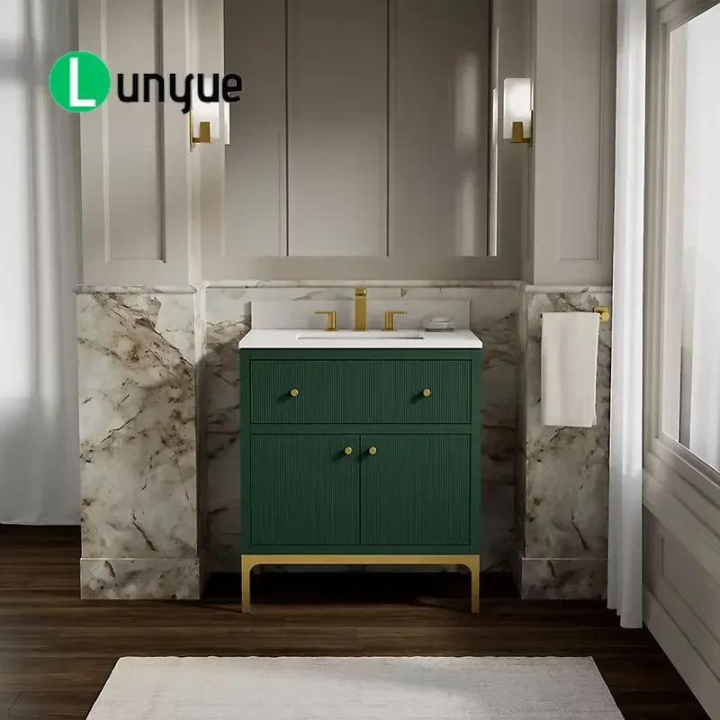 Modern Luxury Floor to Ceiling Bathroom Vanity with Sink Quartz Countertop 24-60 Inch Wall Mounted Storage Cabinet for Home
