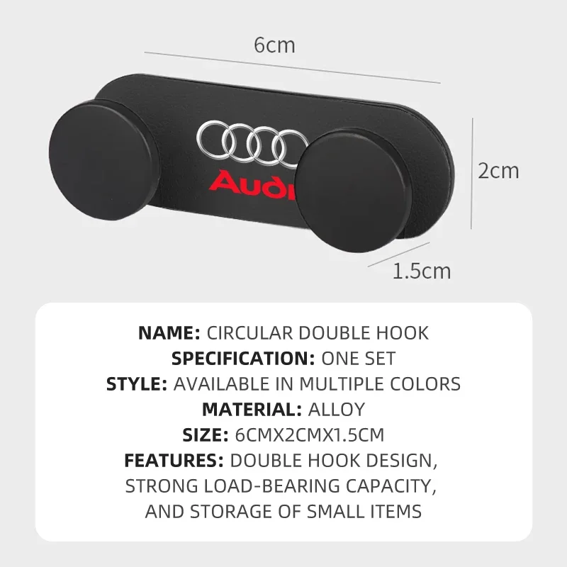 Multi-Purpose Vehicle Storage Hook Car Double-Hook For Audi A3 8L 8V 8P A4 B5 B6 B7 B8 A5 A6 C5 C6 C7 A7 A8 D2 D3 Q5 Q7 view 6