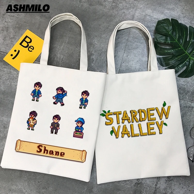 Stardew Valley Farm pellican Town Game para mujer, bolso de mano de lona, bolso de hombro grande, bolso de compras, bolso con estampado de capacidad