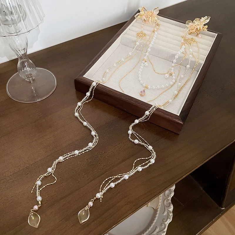 Mode Perle Strass Blume Haarnadel Lange Quaste Haar Krallen Für Frauen Hochzeit Haar Clip Zierliche Sparkle Haar Zubehör – Detail 6