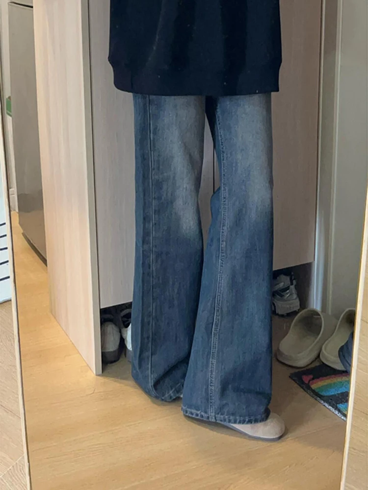 

plus Size Women's Fce Lined Wide Leg Jeans High Waist Straight Cut Vintage Sle Casual Autumn Winter Slimming Bootcut Pants