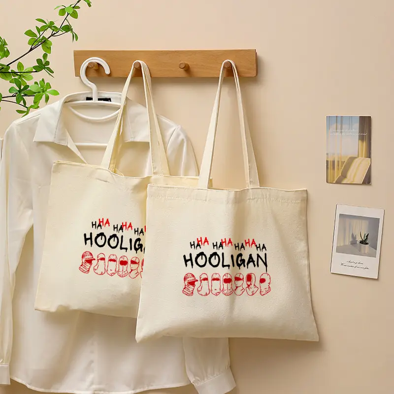 Haha Album Arirang 2.0 World Tour 2026 Canvas Tote Bag Aesthetic Shoulder Bag Reusable Grocery Shopping Bags Women Kpop Fan Gift